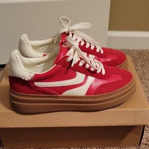 Steve Madden Red and White Dodge Sneakers